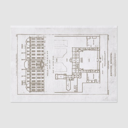 1823 British Museum Gardens Pläne London Decoupage Seidenpapier (Vorderseite)