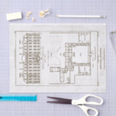 1823 British Museum Gardens Pläne London Decoupage Seidenpapier (Handwerk)