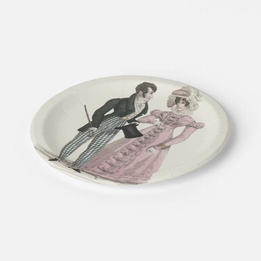 1823 Die antike Hochzeitsmännin-Mode Pappteller (Schrägansicht)