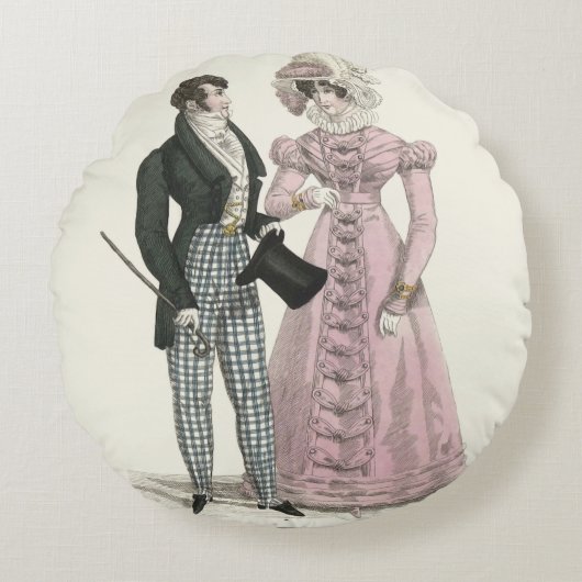 1823 Die antike Hochzeitsmännin-Mode Rundes Kissen (Vorderseite)