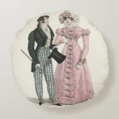 1823 Die antike Hochzeitsmännin-Mode Rundes Kissen (Rückseite)