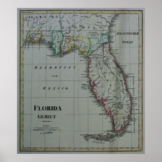 1823 Florida Map Poster (Vorne)