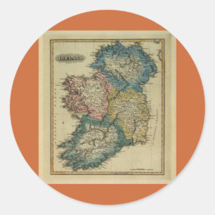 1823 Irland-Karte von Lucas Fielding Jr Runder Aufkleber