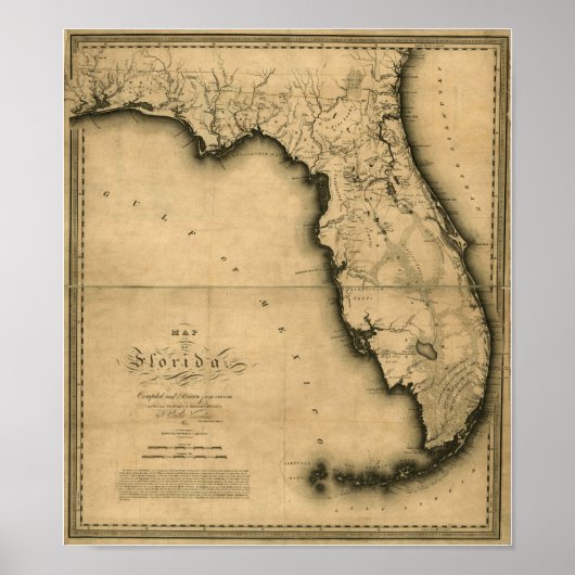 1823 Karte von Florida Poster (Vorne)