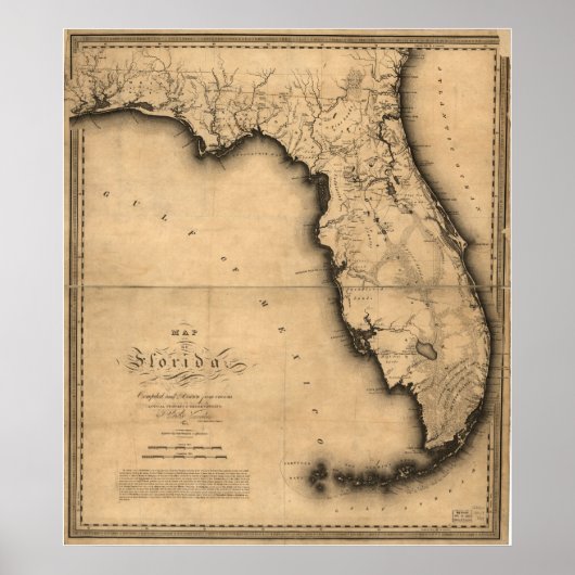 1823 Karte von Florida Poster (Vorne)