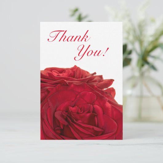 1824-Rote Hochzeit-Rose Dankeskarte (Stehend Vorderseite)