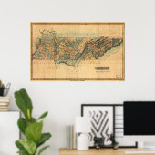 1826 Karte von Tennessee Poster (Heimbüro)