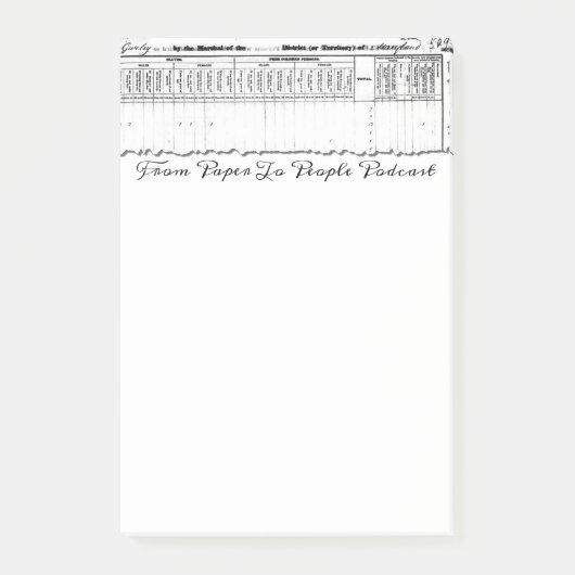 1830 Volkszählung FPPP nach ihrer Gründung Post-it Klebezettel (Vorderseite)