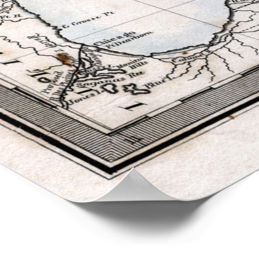 1831 MICHIGAN TERRITORISCHE KARTE POSTER (Ecke)