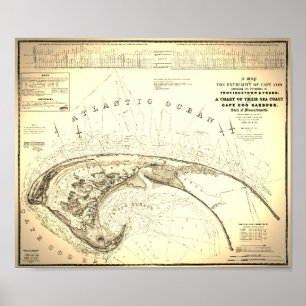 1833 Topografische Karte der Provinz Cape Cod Poster