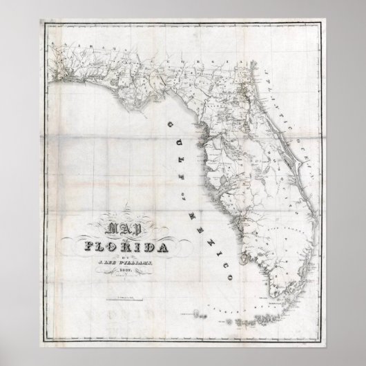 1837 Florida Karte Poster (Vorne)