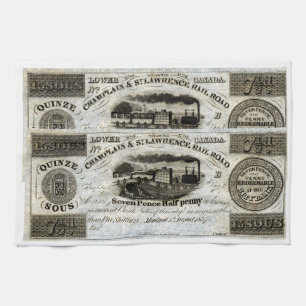 1837 kanadische Eisenbahnwährung Handtuch