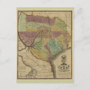 1837 Karte von Texas, mit Teilen der angrenzenden 