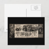 1837 Lafayette Bank Drei Dollar Note Postkarte (Vorne/Hinten)
