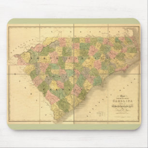1839 North Carolina und South Carolina Karte Mousepad