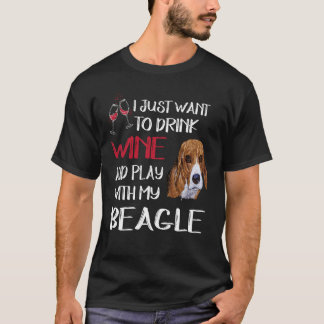 183 Wein trinken und mit meinem Beagle spielen T-Shirt
