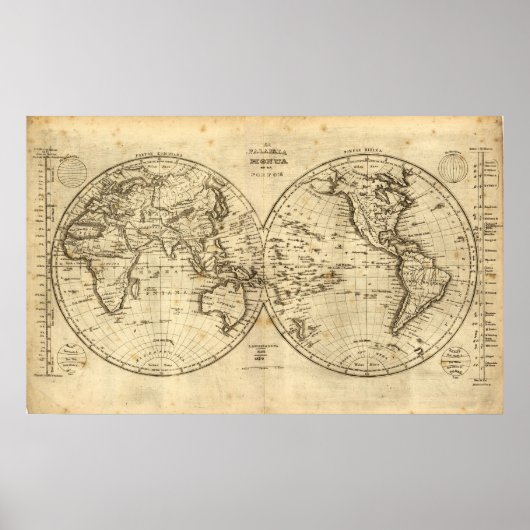 1840 Karte der Welt Poster (Vorne)