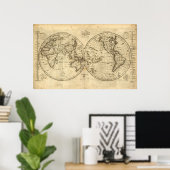 1840 Karte der Welt Poster (Heimbüro)