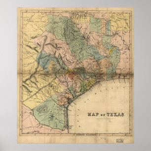 1840's Map of Texas Poster