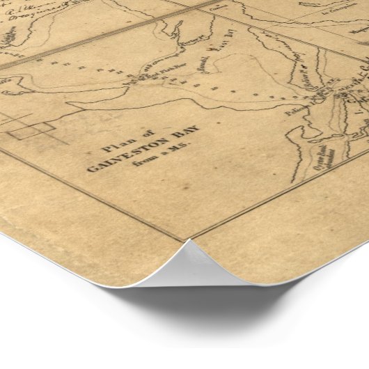 1841 Karte der Republik Texas Poster (Ecke)