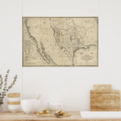 1844 Karte der Republik Texas und der angrenzenden Poster (Küche)