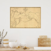 1844 Karte von Russland & Alaska in Russisch Poster (Küche)