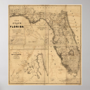 1846 Karte von Florida Poster
