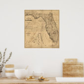 1846 Karte von Florida Poster (Küche)