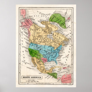 1846 Nordamerika Karte mit der Republik Texas Poster