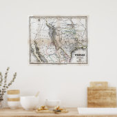 1846 Texas Karte Poster (Küche)