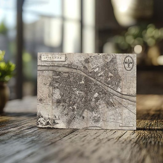 1847 Molini Pocket Map von Florenz Italien Postkarte