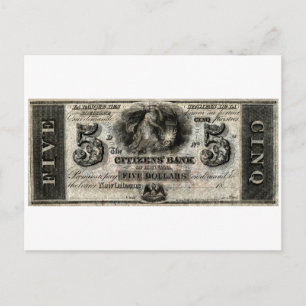 1850 New Orleans 5 Dollar Note Postkarte