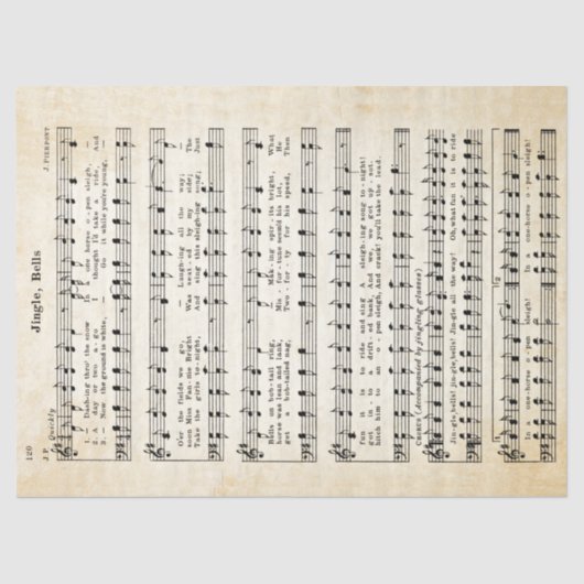 1850 Version Jingle, Bells Tissue Decoupage Seidenpapier (Vorderseite)