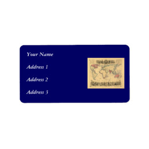 1850's Karte des Britischen Imperiums weltweit Adressaufkleber