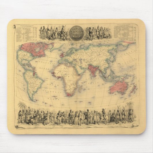 1850's Karte des Britischen Imperiums weltweit Mousepad (Vorne)
