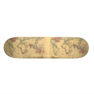 1850's Karte des Britischen Imperiums weltweit Skateboard