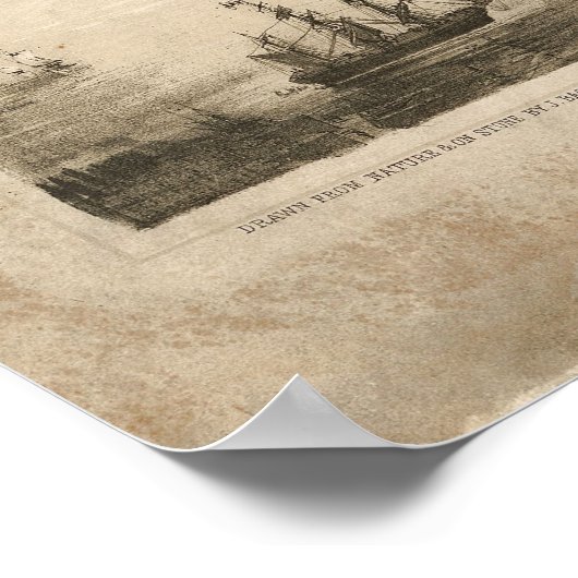 1851 New York & Brooklyn Birds Eye Panorama Karte Poster (Ecke)