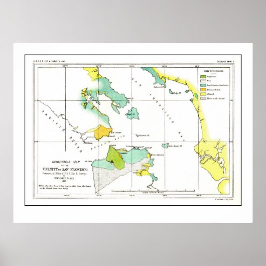 1853 Coastal Survey Map of San Francisco - Poster (Vorne)