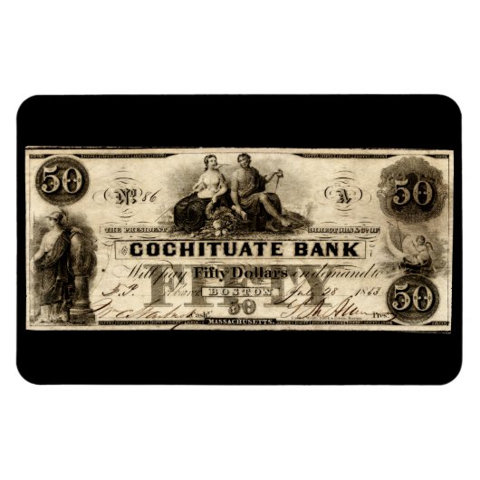 1853 Cochituate 50 Dollar Note Magnet (Horizontal)