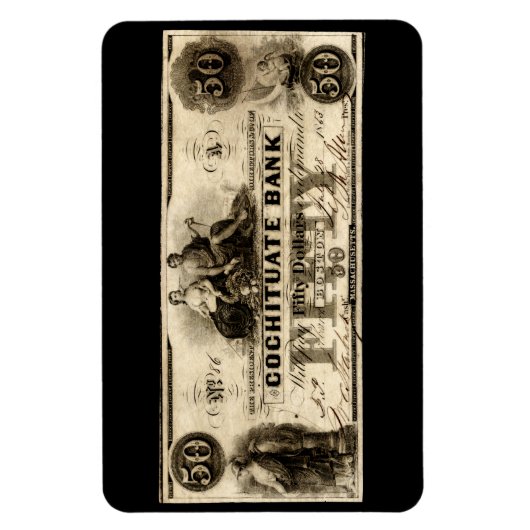 1853 Cochituate 50 Dollar Note Magnet (Vertikal)