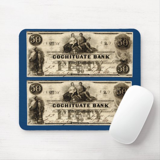 1853 Cochituate 50 Dollar Note Mousepad (Mit Mouse)