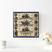 1853 Cochituate 50 Dollar Note Quadratische Wanduhr (Zuhause)