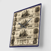 1853 Cochituate 50 Dollar Note Quadratische Wanduhr (Winkel)