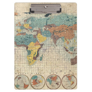 1853 japanische Weltkarte von Suido Nakajima Klemmbrett