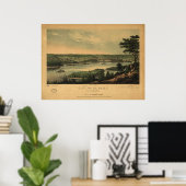 1853 Saint Paul, MN Birds Augen Panoramablick Kart Poster (Heimbüro)