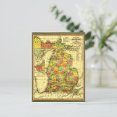 1853 Vivid Map of Michigan Show true loyance MI Postkarte (Stehend Vorderseite)