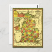 1853 Vivid Map of Michigan Show true loyance MI Postkarte (Vorne/Hinten)