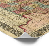 1854 Antike Eisenbahnkarte von Ohio Poster (Ecke)