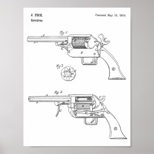 1854 Gun Patent Art Zeichnend Print Poster (Vorne)