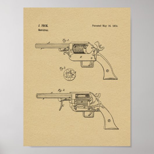 1854 Gun Patent Art Zeichnend Print Poster (Vorne)